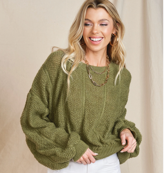 Solid Wide Sleeve Knit Sweater