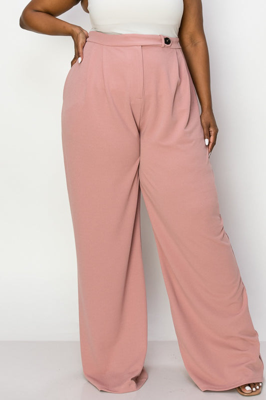 Side Button Wide Leg Pants