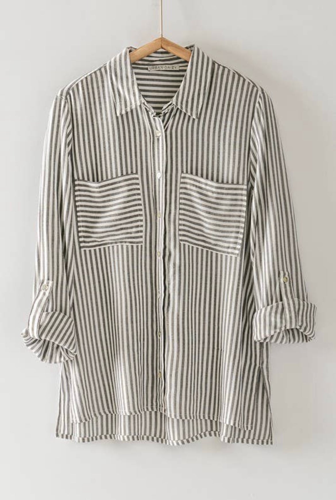 Women's Striped Button Down Square Pocket Shirt