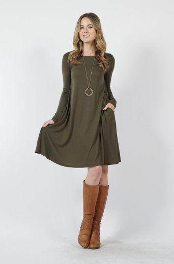 Tunic Long Sleeve Dress with Pockets