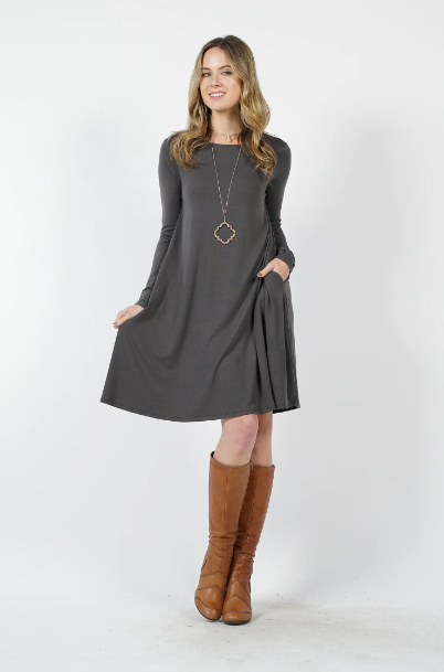 Tunic Long Sleeve Dress with Pockets