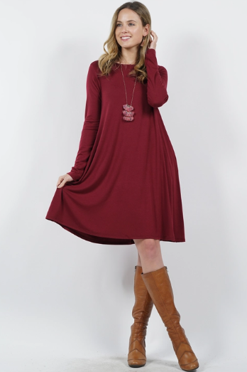 Tunic Long Sleeve Dress with Pockets