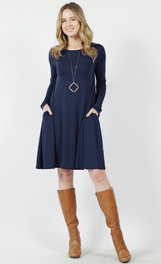 Tunic Long Sleeve Dress with Pockets