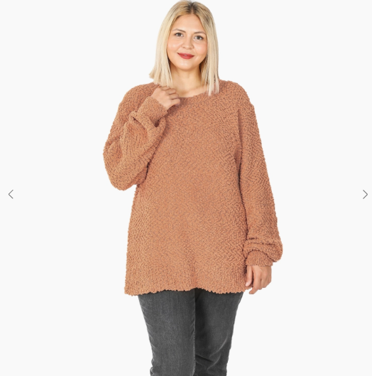 Plus Popcorn Bubble Sleeve Sweater