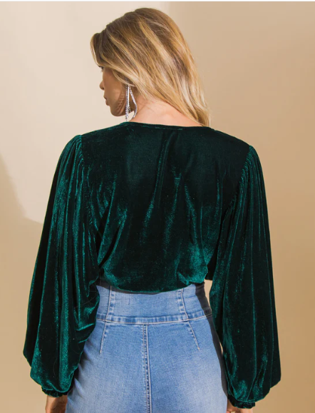 Velvet Wrap Front Bodysuit