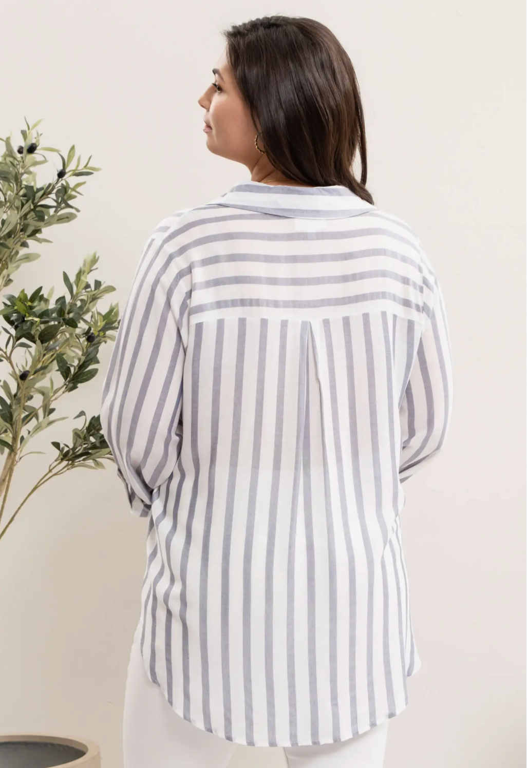 Plus Size Striped Pocket Shirt